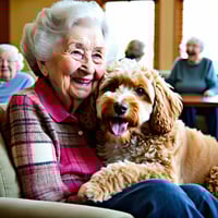 Senior with Golden Doodle